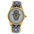 Manoush MSHHIWH Hindi Hand - Gold Black Nylon Strap Watch by Manoush for Women - 1 Pc Watch Online Hot Sale