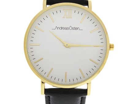 Andreas Osten AO-103 Klassisk - Gold Black Leather Strap with Blue-White-Red Nylon Strap Watch by Andreas Osten for Men - 1 Pc Watch Online now