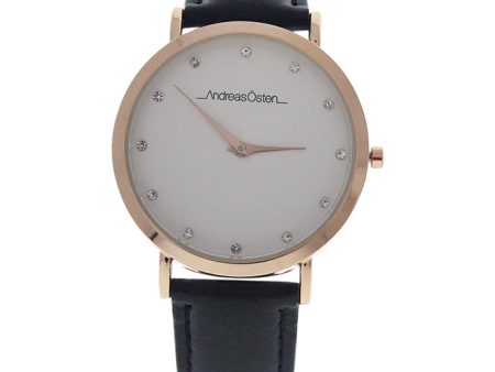 Andreas Osten AO-13 Klassisk - Rose Gold Black Leather Strap Watch by Andreas Osten for Women - 1 Pc Watch For Cheap