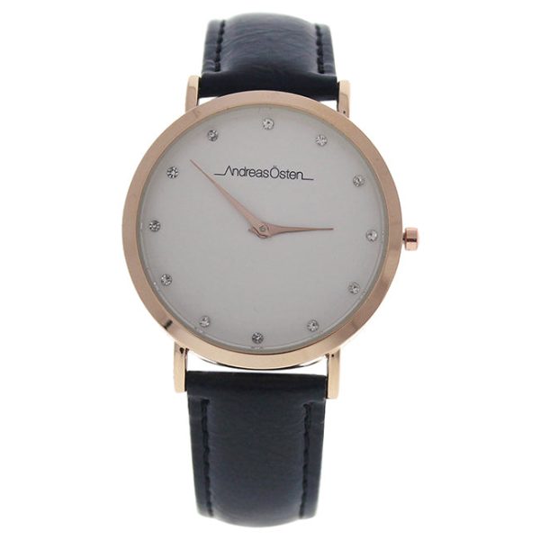 Andreas Osten AO-13 Klassisk - Rose Gold Black Leather Strap Watch by Andreas Osten for Women - 1 Pc Watch For Cheap