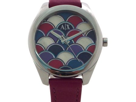 Armani Exchange AX5523 Geo Purple Leather Watch by Armani Exchange for Women - 1 Pc Watch For Sale