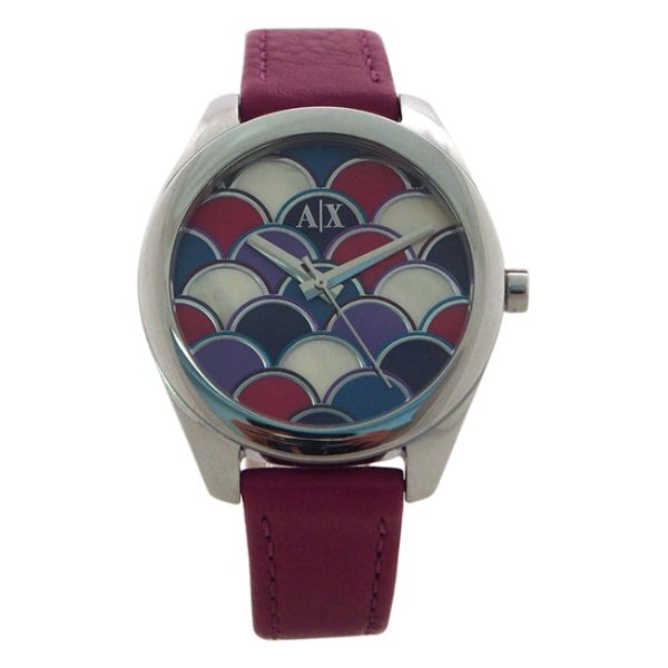 Armani Exchange AX5523 Geo Purple Leather Watch by Armani Exchange for Women - 1 Pc Watch For Sale