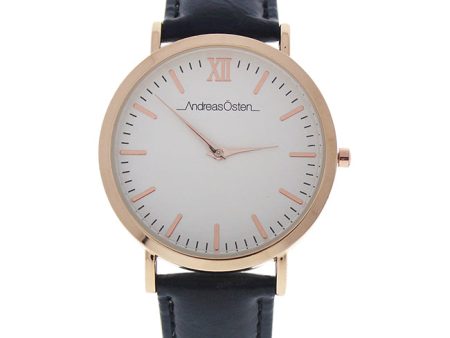 Andreas Osten AO-03 Klassisk - Rose Gold Black Leather Strap Watch by Andreas Osten for Unisex - 1 Pc Watch Supply