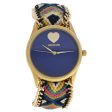 Manoush MSHHIBC Hindi Heart - Gold Blue Nylon Strap Watch by Manoush for Women - 1 Pc Watch Online now