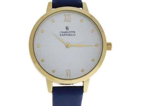 Charlotte Raffaelli CRB008 La Basic - Gold Blue Leather Strap Watch by Charlotte Raffaelli for Women - 1 Pc Watch on Sale