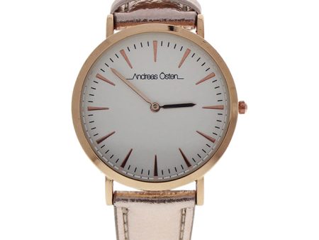 Andreas Osten AO-196 Hygge - Rose Gold White Leather Strap Watch by Andreas Osten for Women - 1 Pc Watch Online