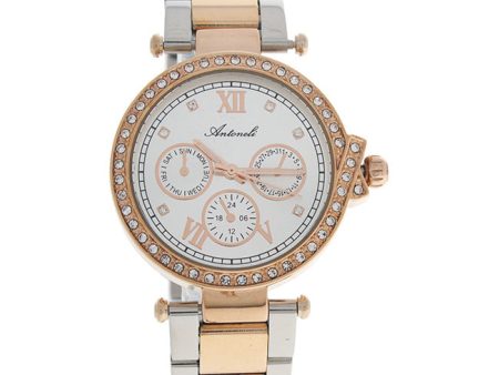 Antoneli AL0519-03 Silver Rose Gold Stainless Steel Bracelet Watch by Antoneli for Women - 1 Pc Watch For Discount