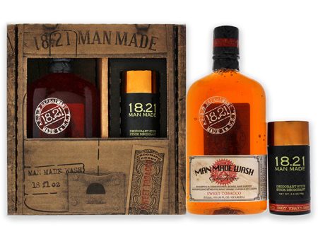 18.21 Man Made Man Made Set - Sweet Tobacco by 18.21 Man Made for Men - 2 Pc 18oz Man Made Wash 3-In-1 Shampoo, Conditioner and Body Wash, 2.6oz Deodorant Stick Hot on Sale