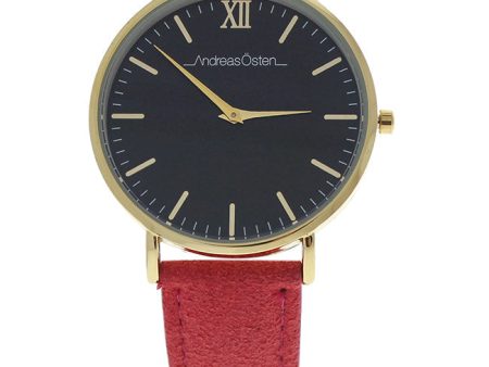 Andreas Osten AO-109 Gold Pink Leather Strap Watch by Andreas Osten for Women - 1 Pc Watch Fashion