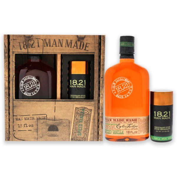 18.21 Man Made Man Made Set - Spiced Vanilla by 18.21 Man Made for Men - 2 Pc 18oz Man Made Wash 3-In-1 Shampoo, Condition and Body Wash, 2.6oz Deodorant Stick on Sale