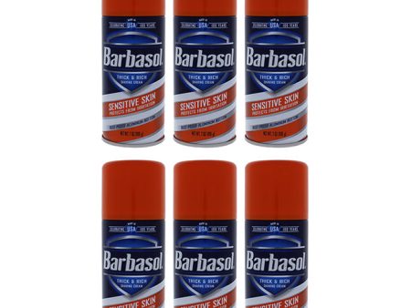 Barbasol Sensitive Skin Thick and Rich Shaving Cream by Barbasol for Men - 7 oz Shaving Cream - Pack of 6 For Discount