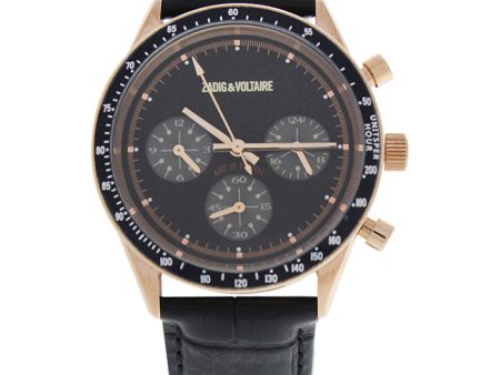 Zadig & Voltaire ZVM115 Master - Rose Gold Black Leather Strap Watch by Zadig & Voltaire for Men - 1 Pc Watch Fashion