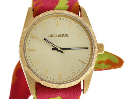 Zadig & Voltaire ZVF205 Gold Rose Multicolor Cloth Bracelet Watch by Zadig & Voltaire for Women - 1 Pc Watch Cheap