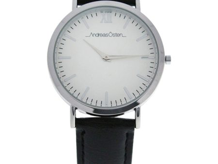 Andreas Osten AO-01 Silver Black Leather Strap Watch by Andreas Osten for Unisex - 1 Pc Watch Online now