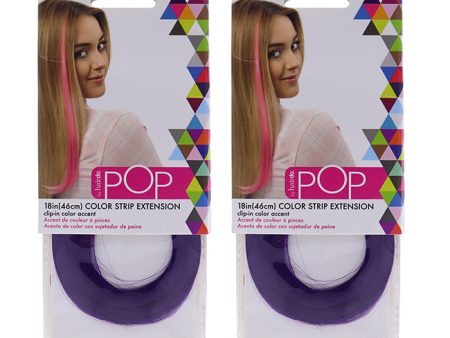 Hairdo Pop Color Strip Extension - Party Purple by Hairdo for Women - 18 Inch Hair Extension - Pack of 2 Hot on Sale