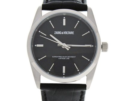 Zadig & Voltaire ZVF234 Fusion - Silver  Black Leather Strap Watch by Zadig & Voltaire for Unisex - 1 Pc Watch For Discount